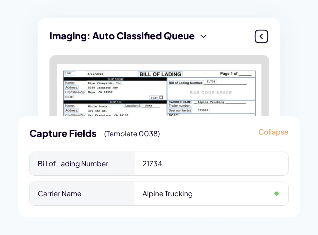 Carrier imaging ocr